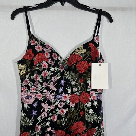 NWT $598 Mac Duggal‎ [ 8 ] Floral Lace Embroidered Sweetheart Gown Black Red - Picture 9 of 16